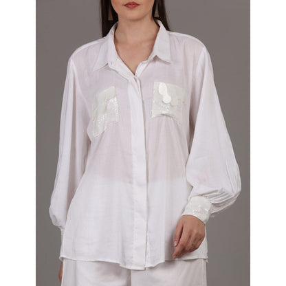 NAMAH BY PARUL MONGIA White Cotton Solid Co-Ord (Set of 2)