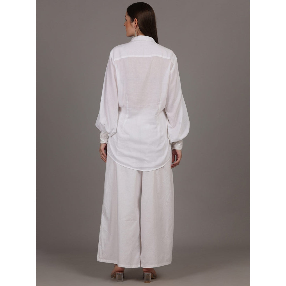 NAMAH BY PARUL MONGIA White Cotton Solid Co-Ord (Set of 2)