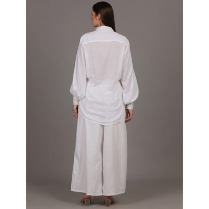 NAMAH BY PARUL MONGIA White Cotton Solid Co-Ord (Set of 2)