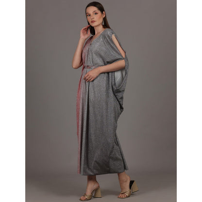 NAMAH BY PARUL MONGIA Multi-Color Shimmer Shaded Kaftan Dress with Belt (Set of 2)