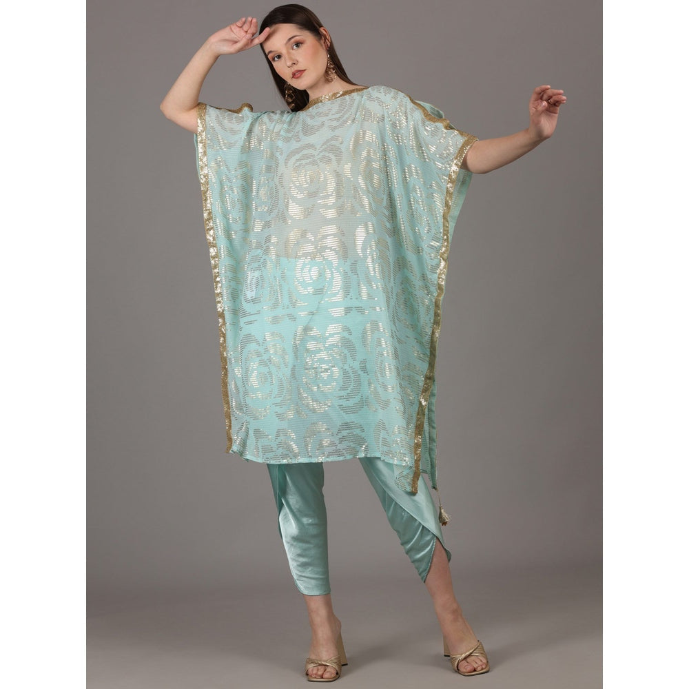 NAMAH BY PARUL MONGIA Bright Sky Blue Kaftan & Tulip Dhoti Pant (Set of 2)