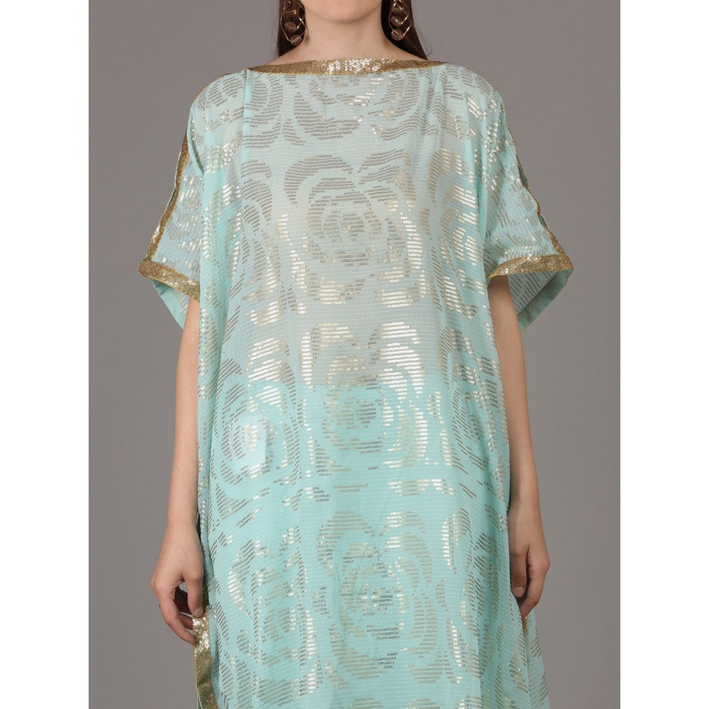 NAMAH BY PARUL MONGIA Bright Sky Blue Kaftan & Tulip Dhoti Pant (Set of 2)