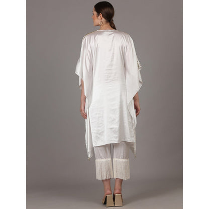 NAMAH BY PARUL MONGIA Ivory Satin Kaftan with Straight Pant (Set of 2)