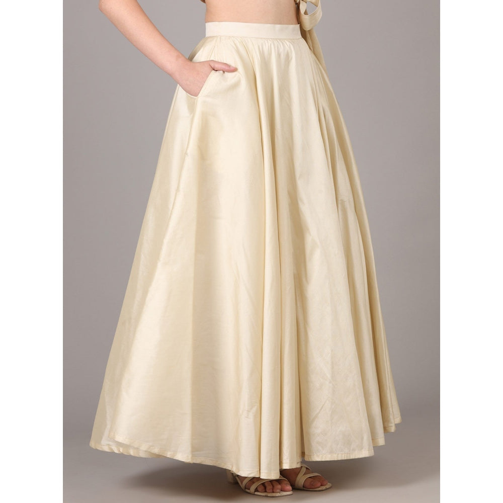 NAMAH BY PARUL MONGIA Cream One Shoulder Crop Top & Skirt with Dupatta (Set of 3)