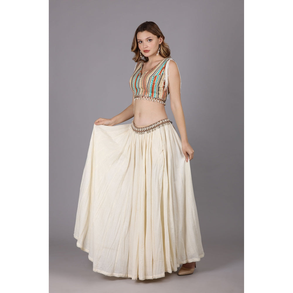 NAMAH BY PARUL MONGIA Ivory Crop Top with Skirt (Set of 2)