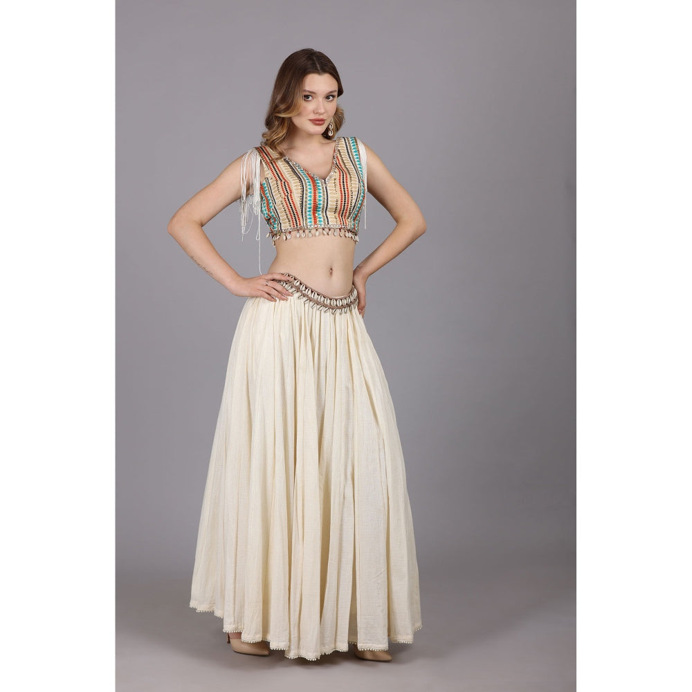 NAMAH BY PARUL MONGIA Ivory Crop Top with Skirt (Set of 2)