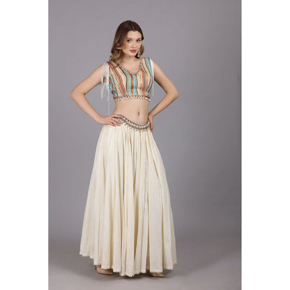 NAMAH BY PARUL MONGIA Ivory Crop Top with Skirt (Set of 2)