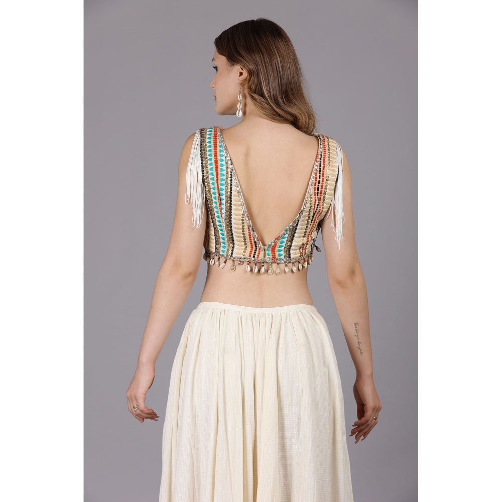 NAMAH BY PARUL MONGIA Ivory Crop Top with Skirt (Set of 2)