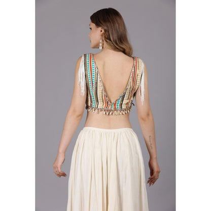 NAMAH BY PARUL MONGIA Ivory Crop Top with Skirt (Set of 2)