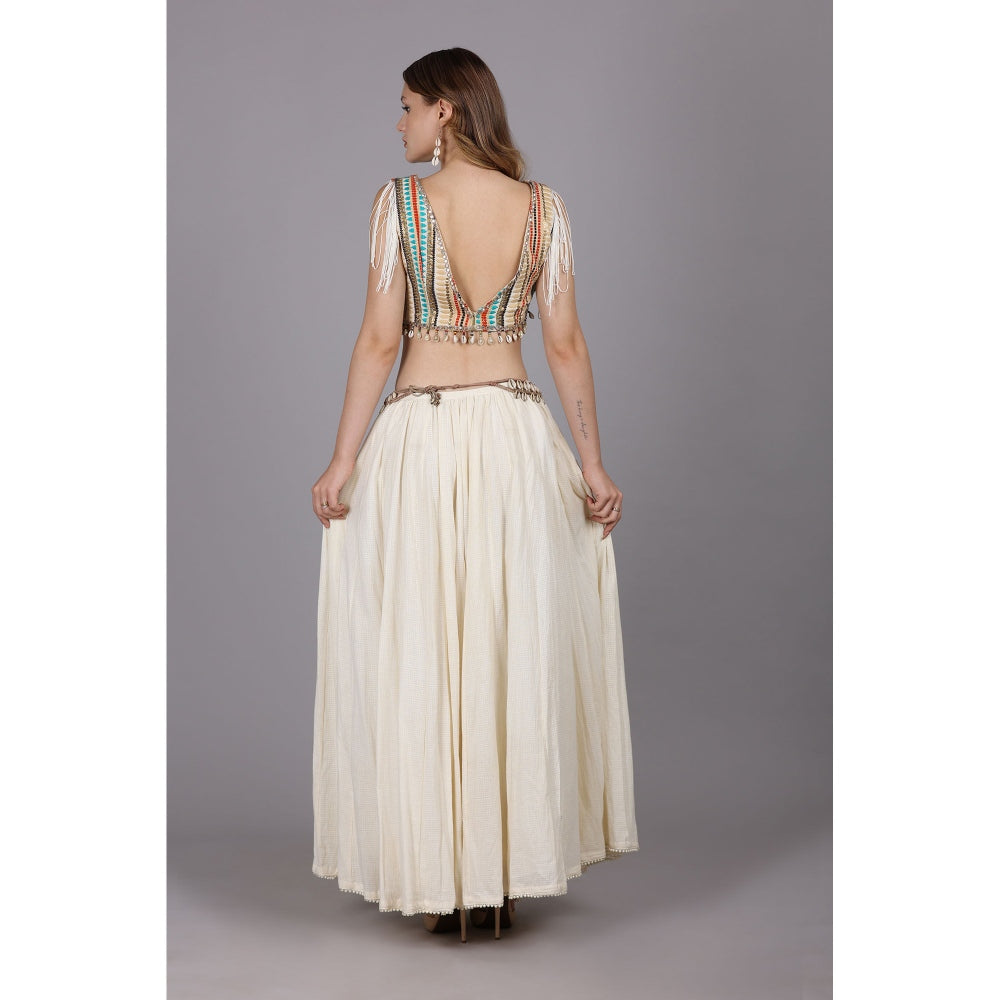 NAMAH BY PARUL MONGIA Ivory Crop Top with Skirt (Set of 2)