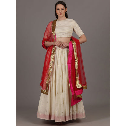 NAMAH BY PARUL MONGIA Cream Lehnga with Blouse and Dupatta (Set of 3)