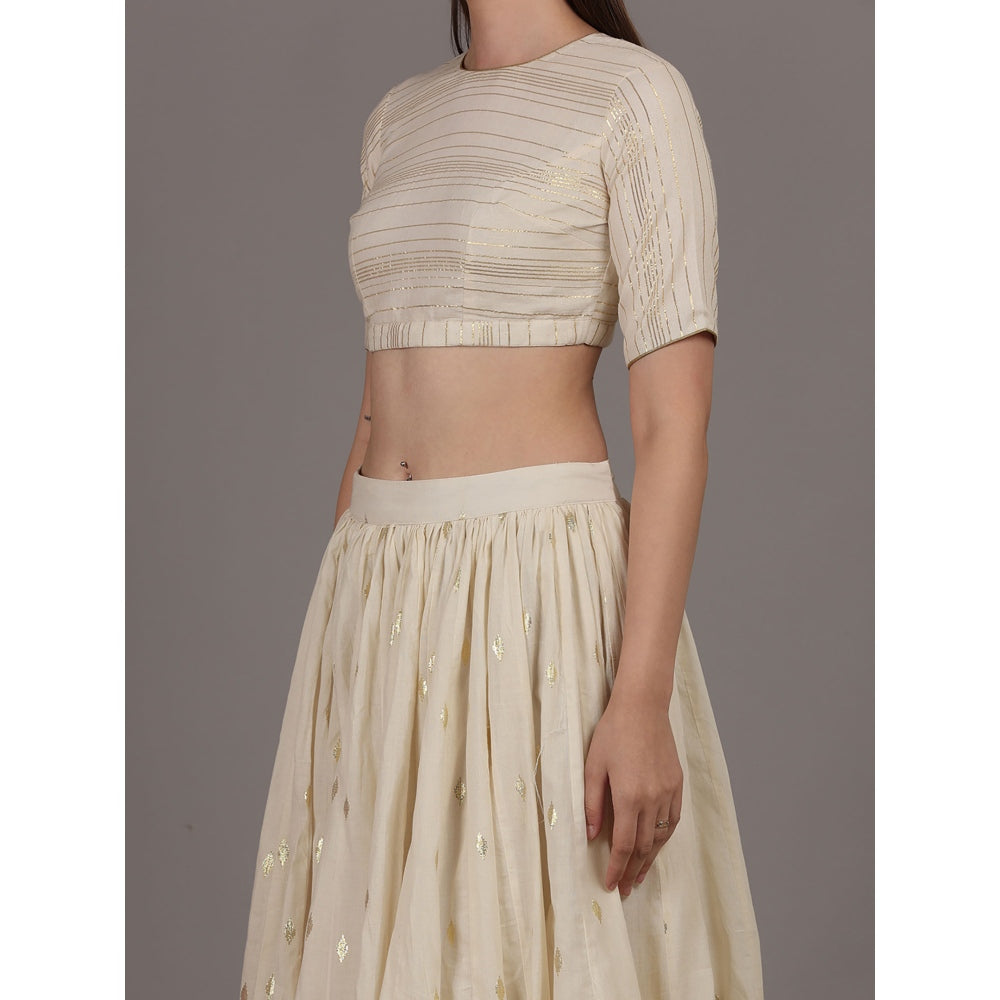 NAMAH BY PARUL MONGIA Cream Lehnga with Blouse and Dupatta (Set of 3)