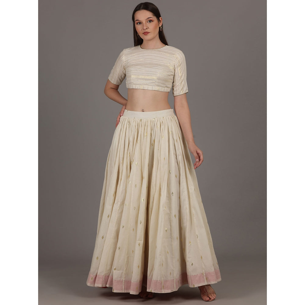 NAMAH BY PARUL MONGIA Cream Lehnga with Blouse and Dupatta (Set of 3)