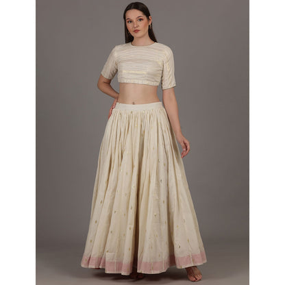 NAMAH BY PARUL MONGIA Cream Lehnga with Blouse and Dupatta (Set of 3)