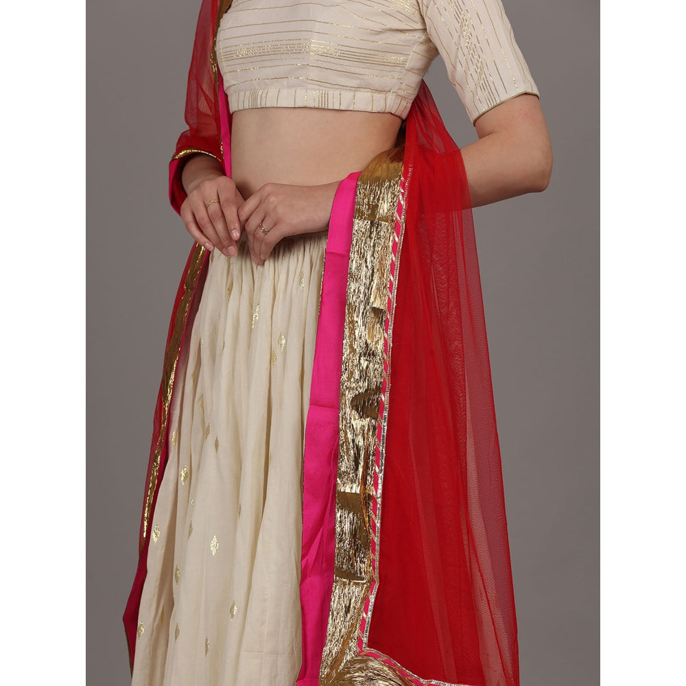 NAMAH BY PARUL MONGIA Cream Lehnga with Blouse and Dupatta (Set of 3)