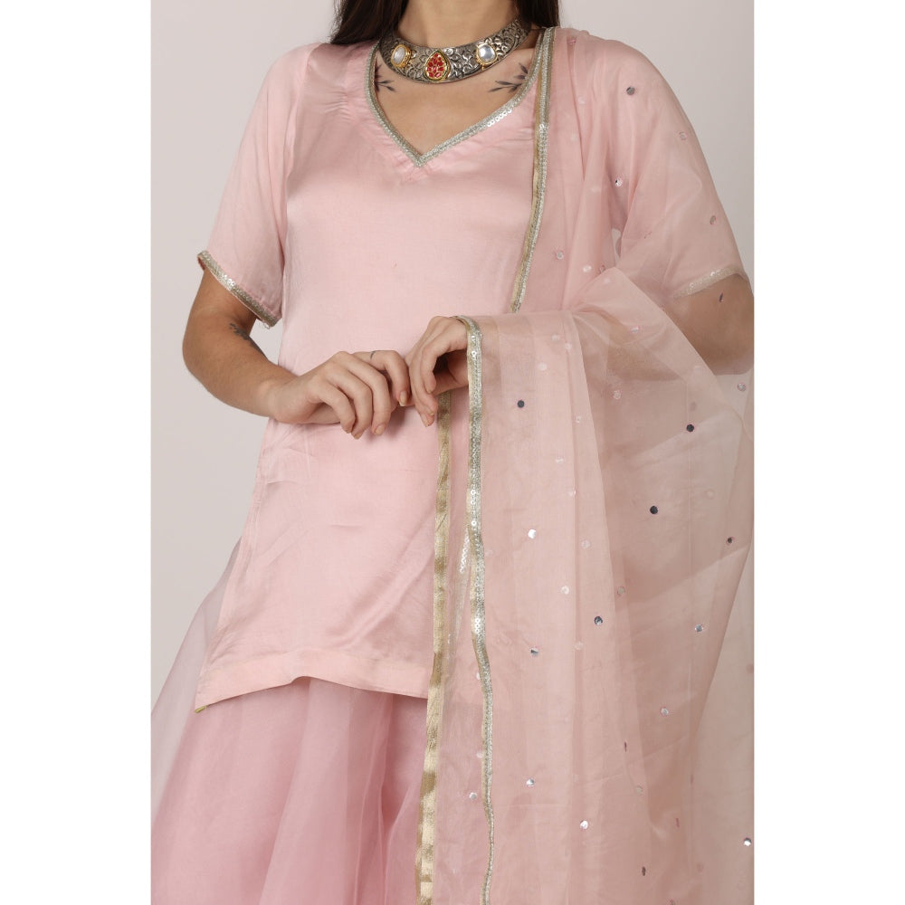 NAMAH BY PARUL MONGIA Pink Solid Kurta with Sharara and Dupatta (Set of 3)