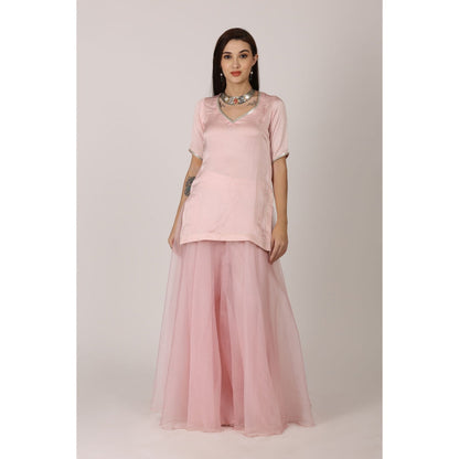 NAMAH BY PARUL MONGIA Pink Solid Kurta with Sharara and Dupatta (Set of 3)