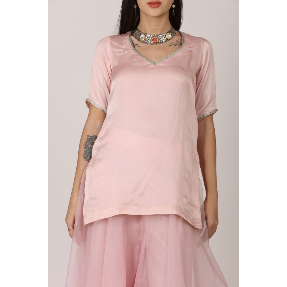 NAMAH BY PARUL MONGIA Pink Solid Kurta with Sharara and Dupatta (Set of 3)