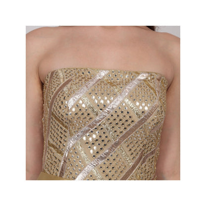 NAMAH BY PARUL MONGIA Gold Mirror Work Silk Tube Gown