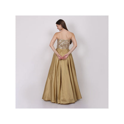 NAMAH BY PARUL MONGIA Gold Mirror Work Silk Tube Gown