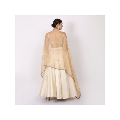 NAMAH BY PARUL MONGIA Ivory Silk Embroidered Blouse with Lehenga and Dupatta (Set of 3)