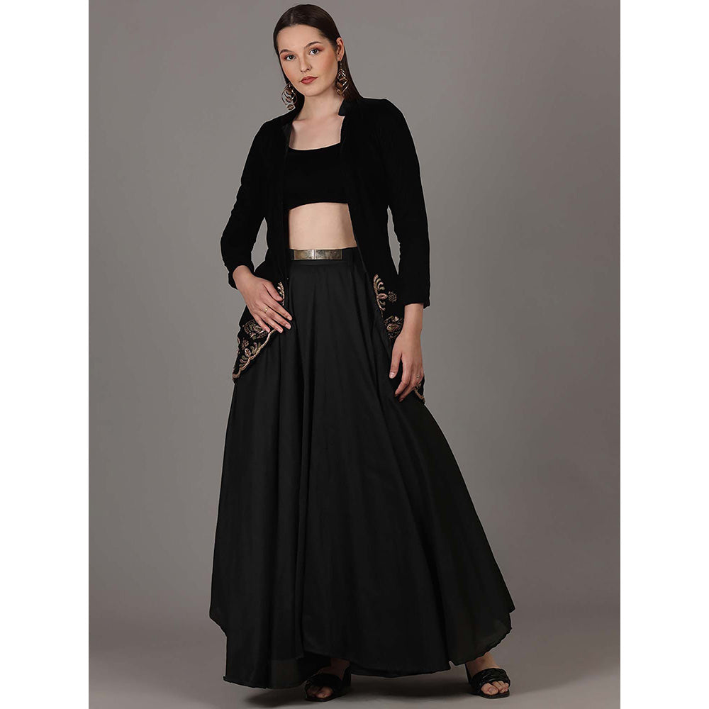 NAMAH BY PARUL MONGIA Black Fusion Blouse with Skirt and Jacket (Set of 3)