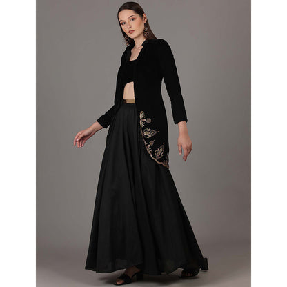 NAMAH BY PARUL MONGIA Black Fusion Blouse with Skirt and Jacket (Set of 3)