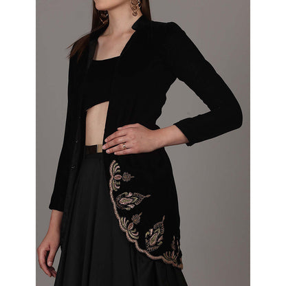 NAMAH BY PARUL MONGIA Black Fusion Blouse with Skirt and Jacket (Set of 3)