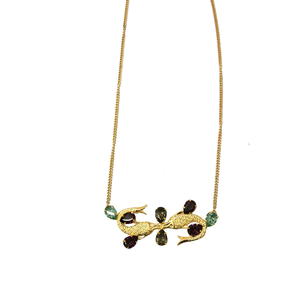 ORNAMAAS Here-N There Fish Long Multicolour Necklace
