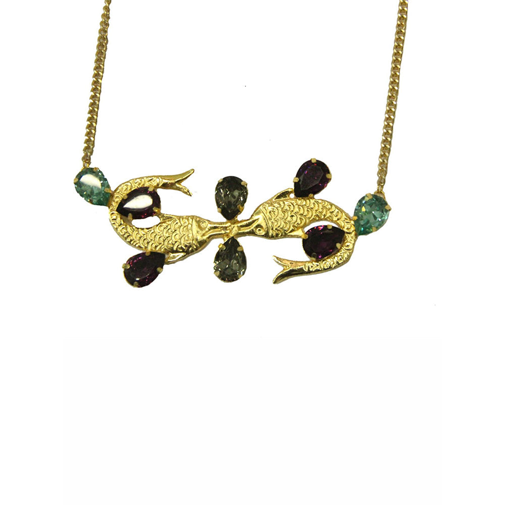 ORNAMAAS Here-N There Fish Long Multicolour Necklace