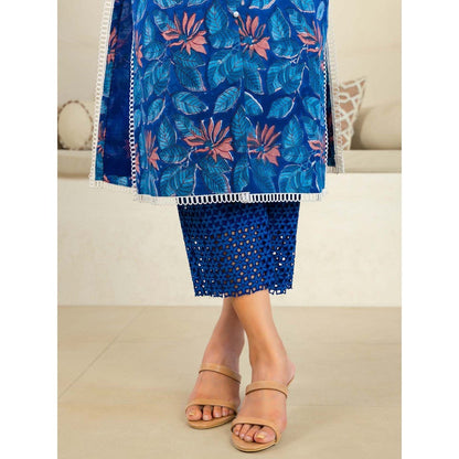 Naseebo Blue Delight Luxe Cotton Premium Kurta with Pant and Dupatta (Set of 3)