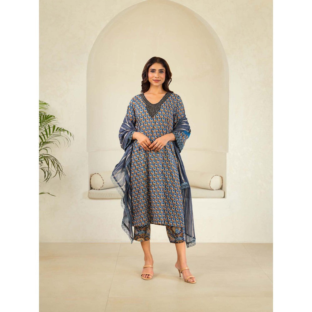 Naseebo Grey Twilight Bliss Cotton Premium Kurta with Pant and Dupatta (Set of 3)