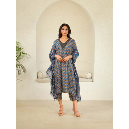 Naseebo Grey Twilight Bliss Cotton Premium Kurta with Pant and Dupatta (Set of 3)