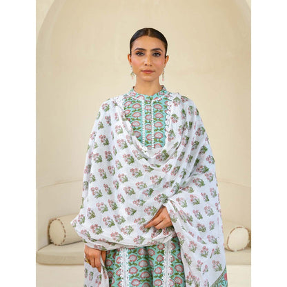 Naseebo Mint Green Reverie Luxe Cotton Premium Kurta with Pant and Dupatta (Set of 3)