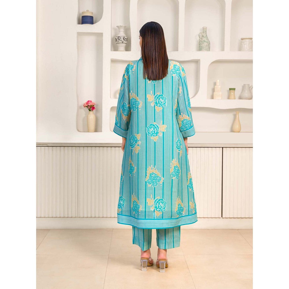Naseebo Turquoise Radiance Linen Premium Co-Ord (Set of 2)