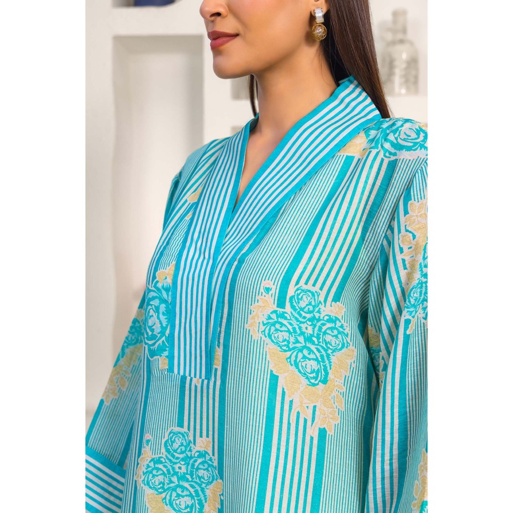 Naseebo Turquoise Radiance Linen Premium Co-Ord (Set of 2)