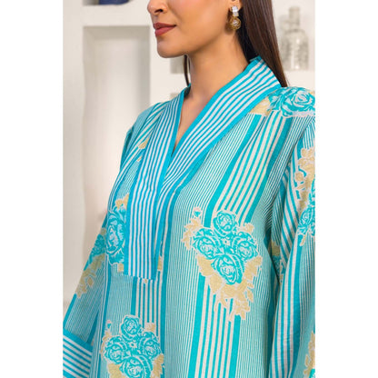 Naseebo Turquoise Radiance Linen Premium Co-Ord (Set of 2)