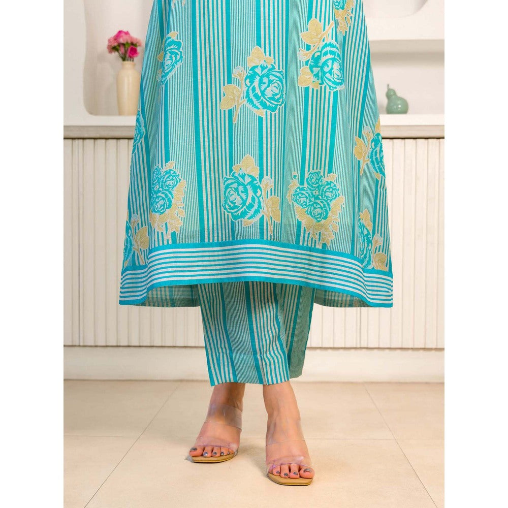 Naseebo Turquoise Radiance Linen Premium Co-Ord (Set of 2)