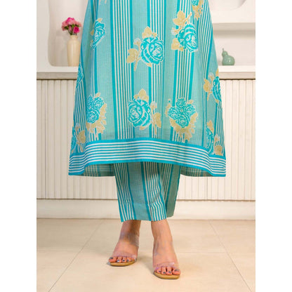 Naseebo Turquoise Radiance Linen Premium Co-Ord (Set of 2)