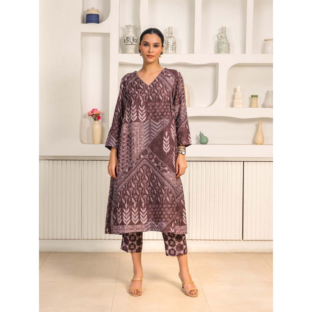 Naseebo Brown Earth Serenade Linen Premium Co-Ord (Set of 2)