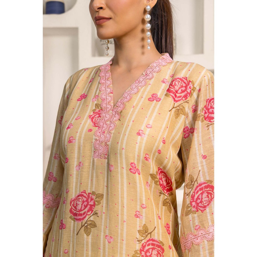 Naseebo Brown Bloom Linen Premium Co-Ord (Set of 2)