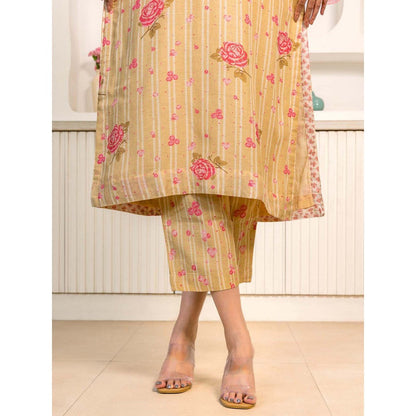 Naseebo Brown Bloom Linen Premium Co-Ord (Set of 2)