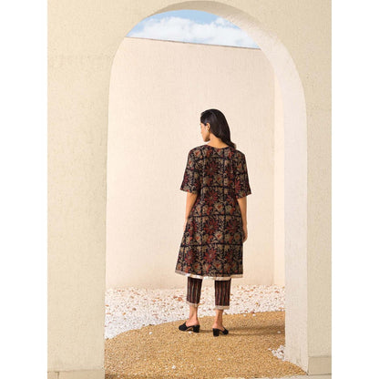 Naseebo Brown Mystic Dreams Ajrakh Kurta with Pant (Set of 2)