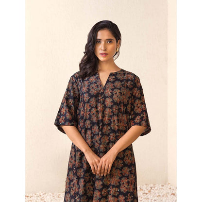 Naseebo Brown Twinkling Night Ajrakh Kurta with Pant (Set of 2)