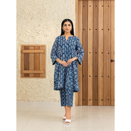 Naseebo Vintage Foliage Blue Kurta with Pant (Set of 2)