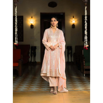 Naseebo Pink Roseate Charm Anarkali with Pant and Dupatta (Set of 3)