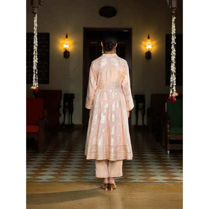 Naseebo Pink Roseate Charm Anarkali with Pant and Dupatta (Set of 3)