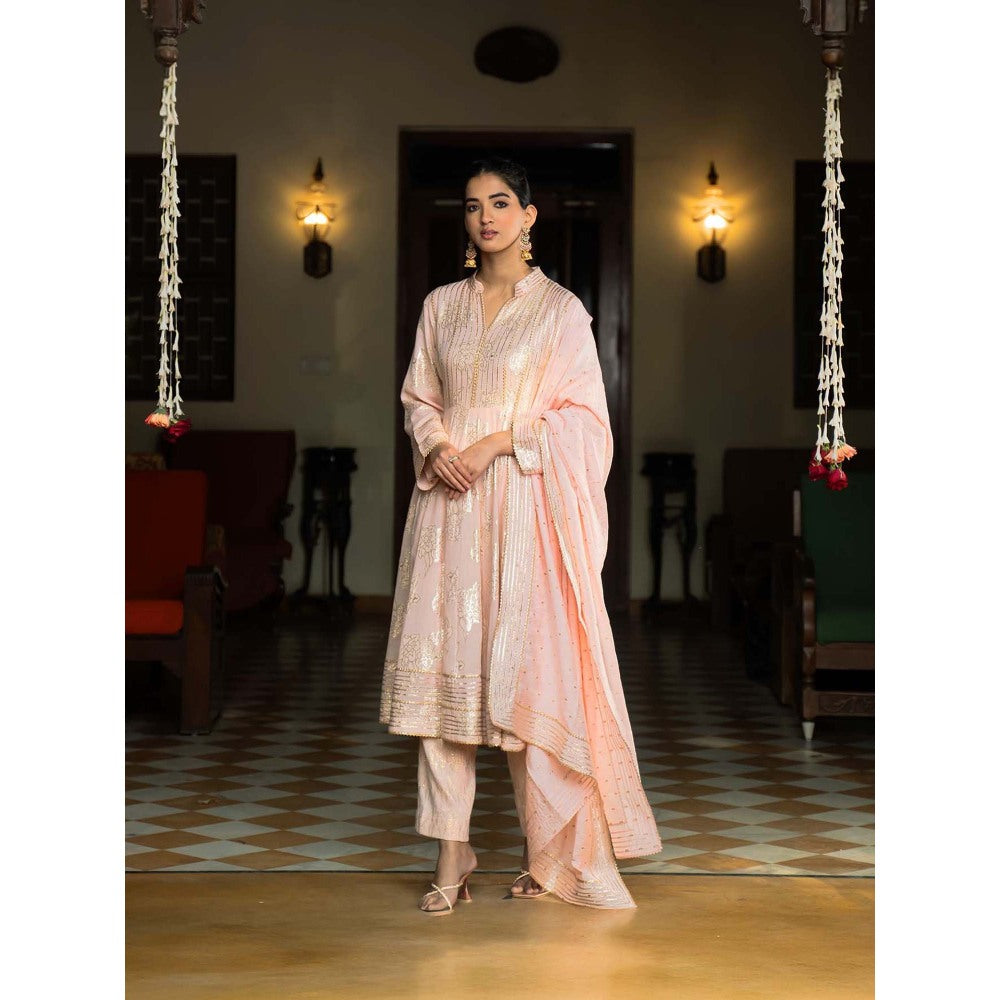 Naseebo Pink Roseate Charm Anarkali with Pant and Dupatta (Set of 3)