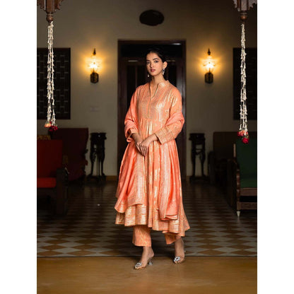 Naseebo Peach Blossom Anarkali with Pant and Dupatta (Set of 3)