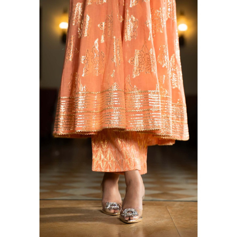 Naseebo Peach Blossom Anarkali with Pant and Dupatta (Set of 3)